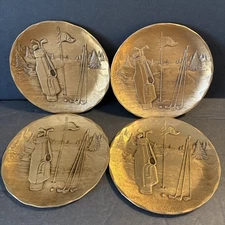 VTG Wendell August Forge Bronze Plates/Coasters Golf 18th Hole USA Seal EUC