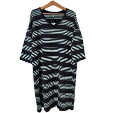 Talbots Stripe Terry Knit Shift Dress Size 3X Navy Comfy Casual House Dress NEW