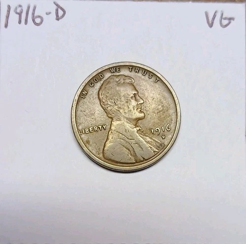 1916 D Lincoln Wheat Cent Very Good Denver Mint