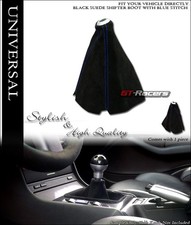 Universal Black Suede Blue Stitch Shifter Shift Gear Boot Cover Manualauto G07