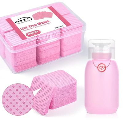 1080PCS Lint Free Nail Wipes Kit, Pink Gel Nail Polish Remover Set with 1PCS Ace