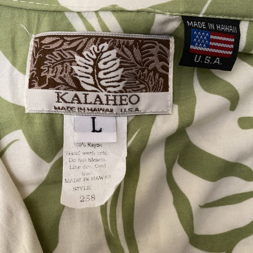 Vintage Kalaheo Hawaiian Aloha Shirt Men's Large SS Floral Green Made in Hawaii - Picture 4 of 10