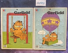 Vtg 1978 Garfield Tray Puzzle Lot On Swing, Hot Air Balloon 25 Piece Jim Davis