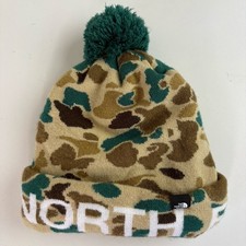 The North Face Camouflage Knit Pom-Pom Beanie Ski Winter Hat Cap Unisex One Size