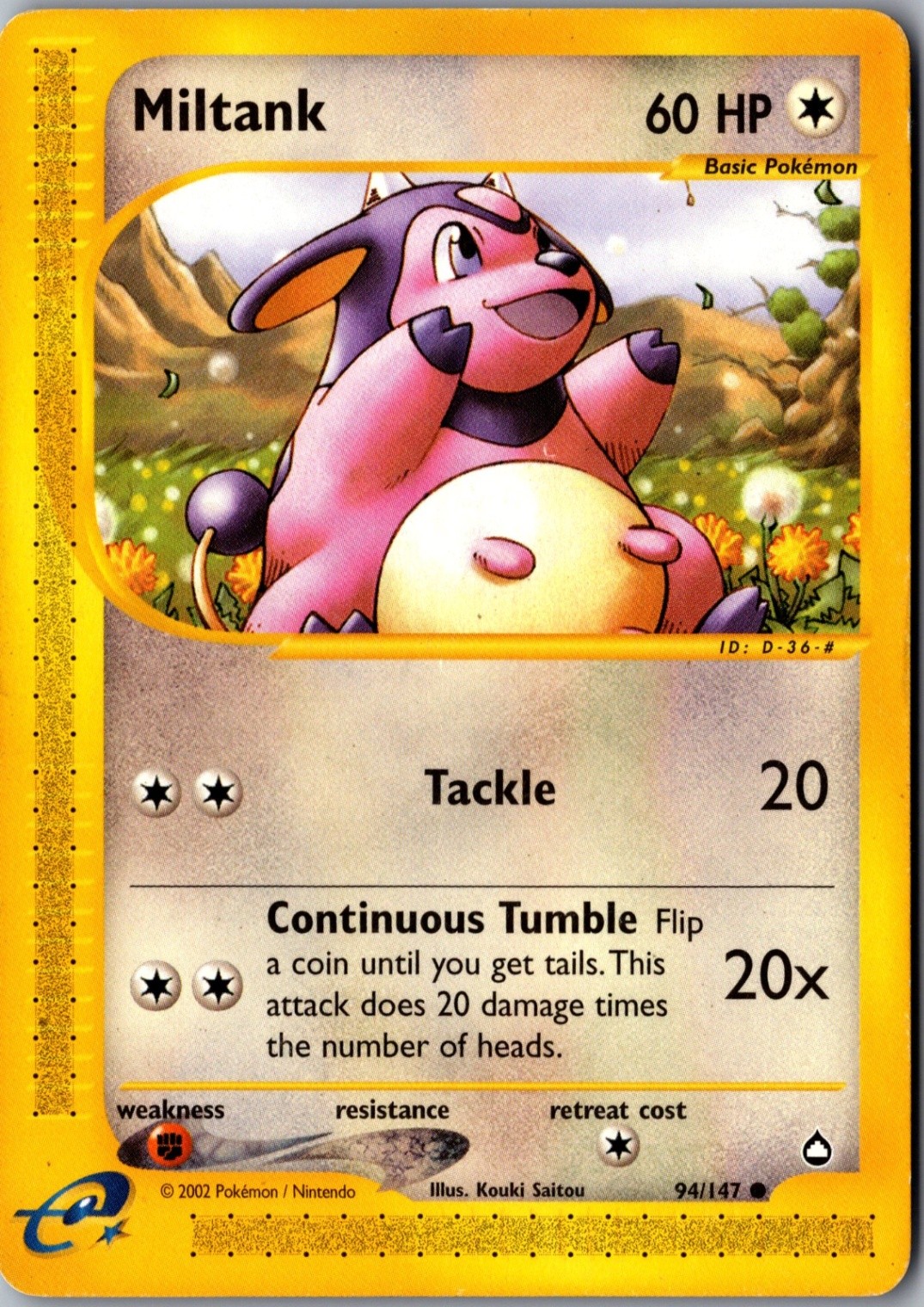 Miltank 094/147 Common Aquapolis LP Pokemon Card