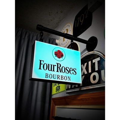 Four Roses Bourbon Hanging LED Light Box | Double Sided Pub Bar Sign