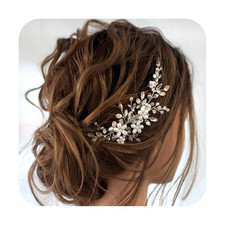 Bride Wedding Hair Comb Pearl Flower Hair Piece Rhinestone Bridal Hair Accessori