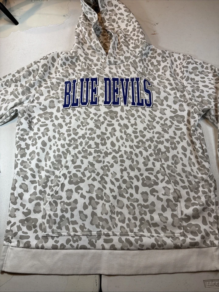 Gameday Couture Talla XL Duke Blue Devils Sudadera con Capucha de Gran Tamaño Estampado de Leopardo Abertura Lateral Foto 2 de 4