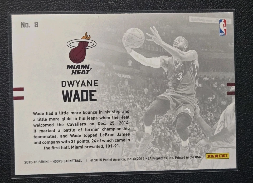 2015-16 Panini NBA Hoops Dwayne Wade Lights Camera Action #8 Miami Heat  - Image 2 of 2