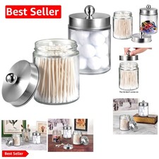 Versatile Bathroom Organizer Jars - 2 Pack Glass with Brushed Nickel Lid