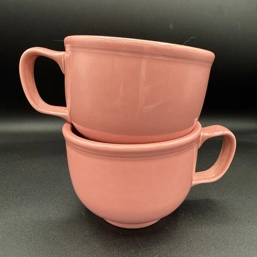 Set Of 2 Fiesta Jumbo Mug Rose Pink Homer Laughlin Retired Discontinued EUC