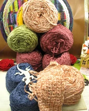 Crochet & Knit, HUGE LOT GRAB BAG of 8 BALLS, CHENILLE Super Soft Yarn, SALE!!