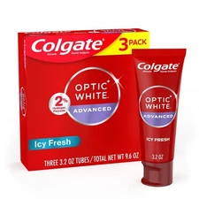 LOT OF 3 COLGATE OPTIC WHITE FRESH MINT GEL TOOTHPASTE-4.2OZ