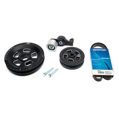 Performance Serpentine Pulley & Belt Kit Black Anodised VW Beetle Karmann Ghia