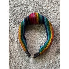 Unbranded Women Knotted Rainbow Headband OS Multi Color Woven Fabric