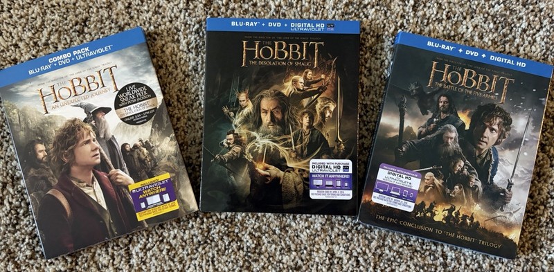 HOBBIT TRILOGY Brand New Blue-Ray + DVDs + Ultraviolet All Sealed