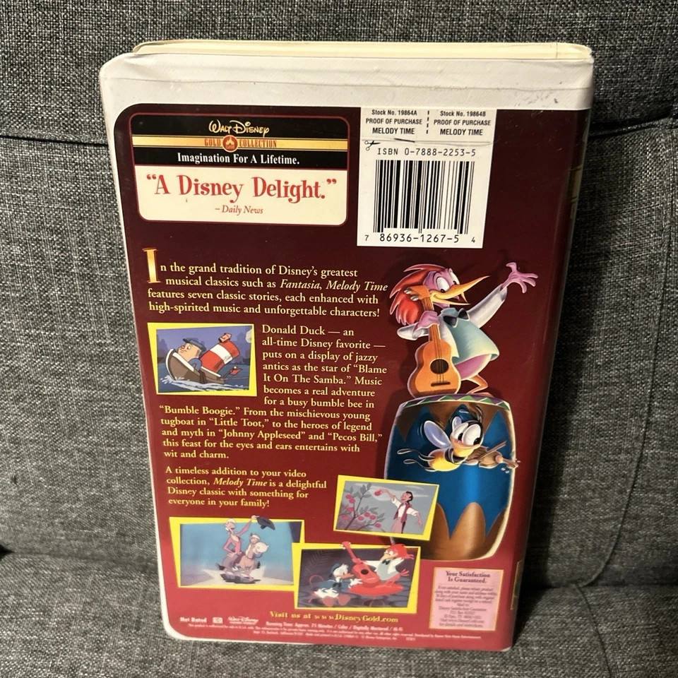 Melody Time VHS Disney Gold Collection Clamshell Donald Duck Mickey Mouse OOP - Image 2 of 4