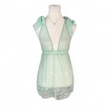 Frederick's of Hollywood light green lace babydoll dress with bow detail size M