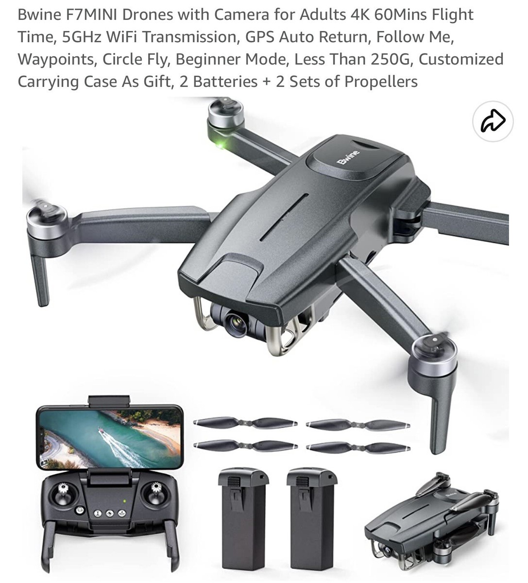 F7MIN Bwine GPS Drone Quadcopter Detachable Video Camera