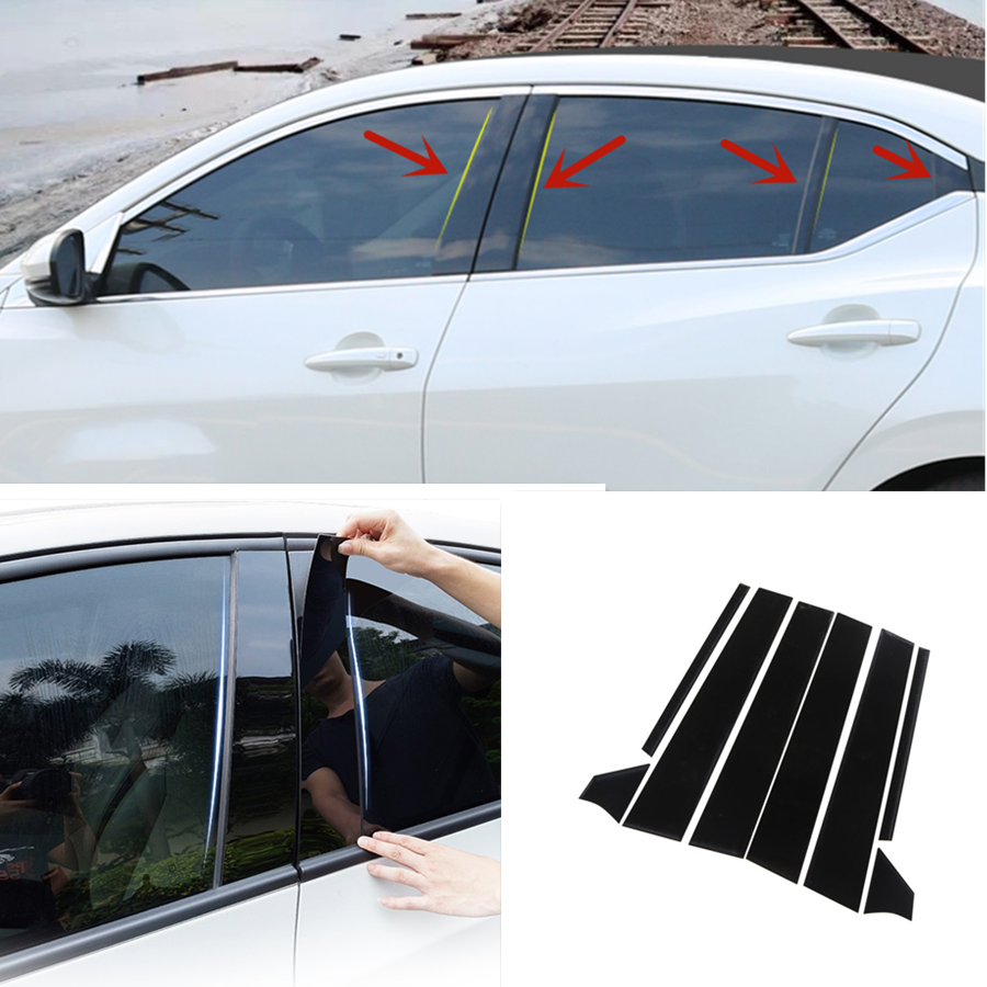 For Nissan Sentra 2020-2024 Pillar Posts Door Piano Black Trim Decal Cover Kit