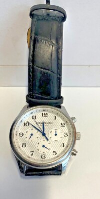 KENNETH COLE NEW YORK CHRONOGRAPH MEN WATCH MODEL KC50841012 BLACK LEATHER  STRAP