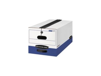 Bankers Box 11111 Liberty Plus Storage Box, Letter, String/Button, White/Blue, 1