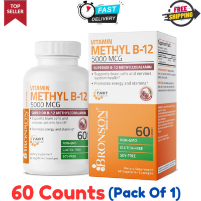 Bronson Methyl B12 5000 mcg Vitamin B12 Methylcobalamin Energy & Brain Support..
