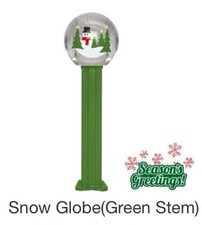 New PEZ Christmas Snow Globe (Green Stem) Can...