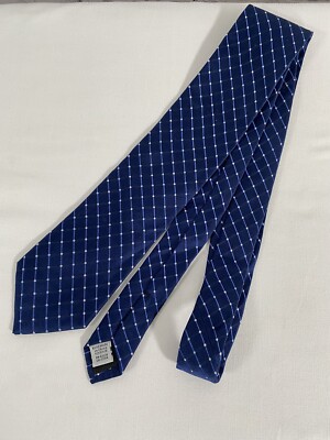 Geoffrey Beene Blue Diamond 100% Silk Handmade Neck 59  x 3.25 