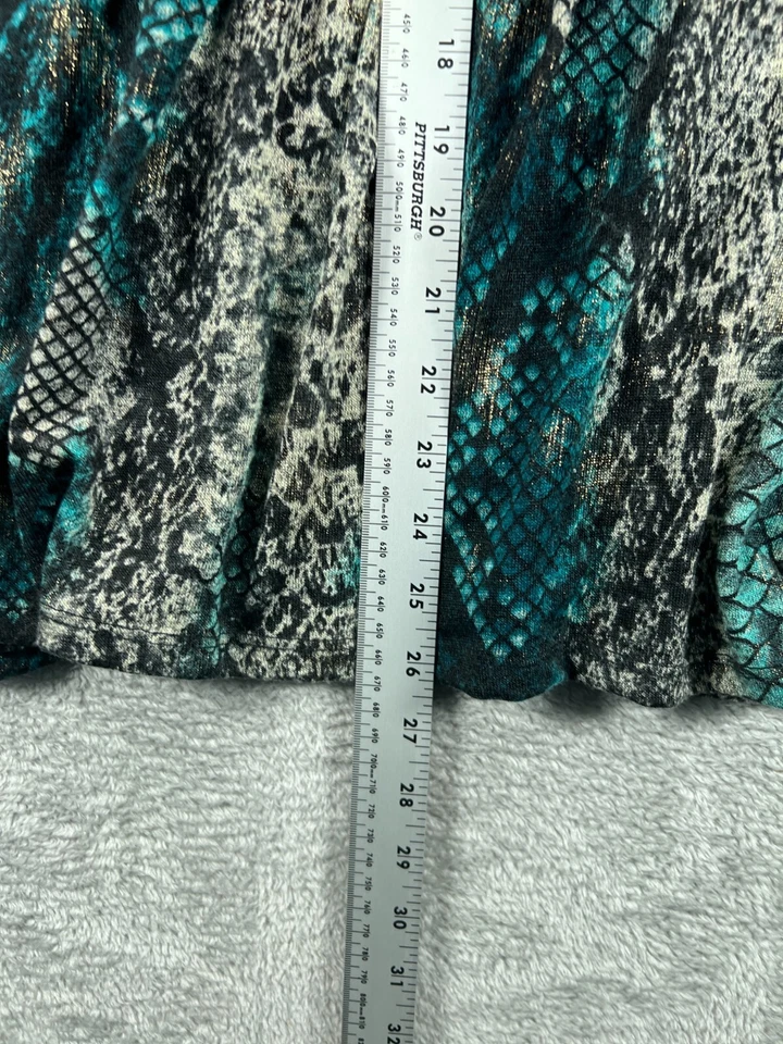 女式开衫掸子中号 DAVINA 绿色米色金属蛇开口长袖 — 第 3/4 张图片