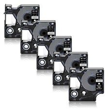 5PK 12mm White on Black DYMO D1 45021 LabelManager 100 200 300 Label Tape 0.47"