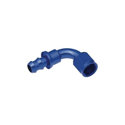 Redhorse 2090-08-1 Hose Barb Fitting, -8AN Female to Push Lock, 90 Degree, Blue
