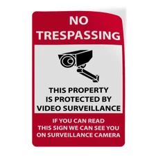 Vertical Vinyl Sticker Sign No Trespassing Protected Video Surveillance A
