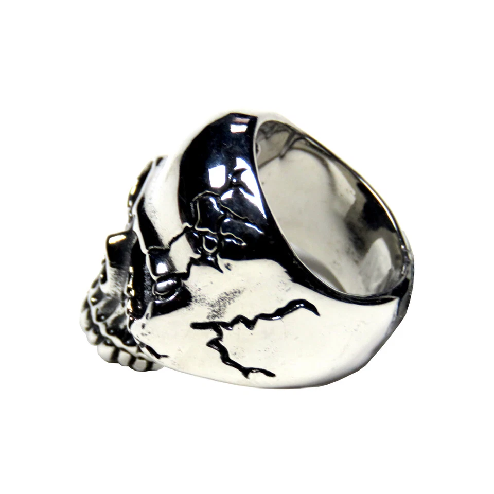 Мужское байкерское кольцо из нержавеющей стали с треснутым черепом - Изображение 3 из 3