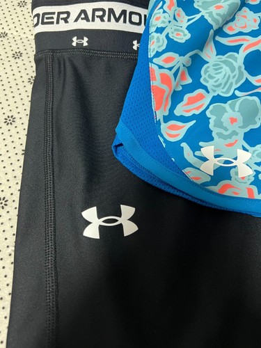 Under Armour Girl's Size XL Fly-By Printed Shorts & Bike Shorts $47 NWT Lot of 2 - Picture 3 of 5