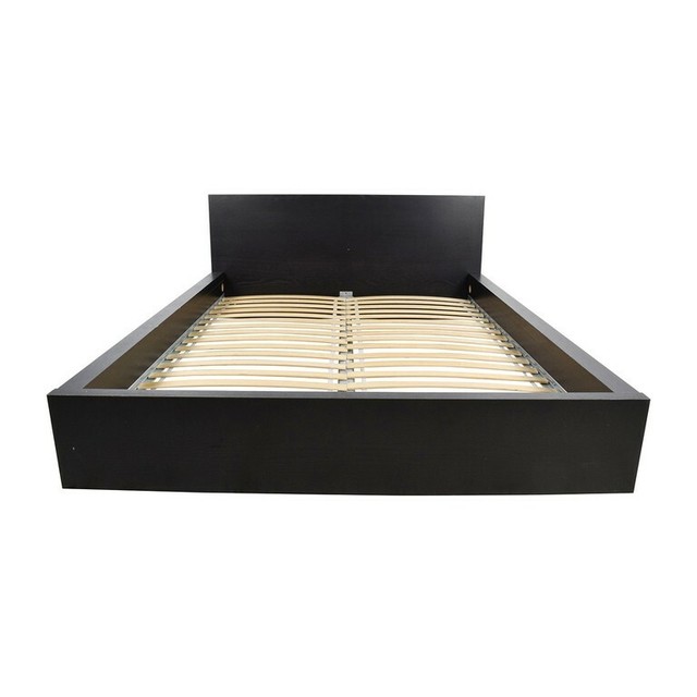 Ikea Malm Full Bed Frame Low Black Brown For Sale Online