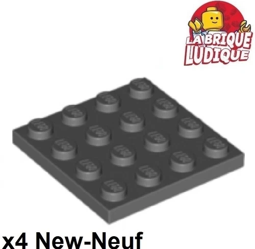 LEGO 4x Platte Flach 4x4 Dunkelgrau / Dark Bluish Gray 3031 Neu