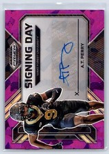 2023 Panini Prizm Draft Picks A.T. Perry Signing Day Purple Ice Prizm #/49