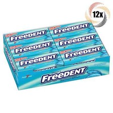 Full Box 12x Packs Wrigley's Freedent Spearmint Gum - 15 Sticks Per Pack