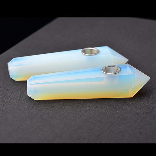 Natural Opal Quartz Stone Smoking Tube Pipe Crystal Point Wand Obelisk Smoker - Picture 15 of 22