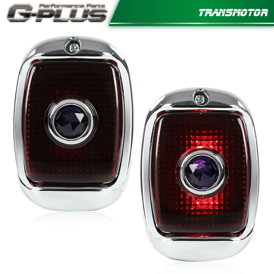 Fit For 40-53 Chevy GMC Truck Rear Black Blue Dot Tail Lights Lamps LH & RH Side - Image 3 of 4