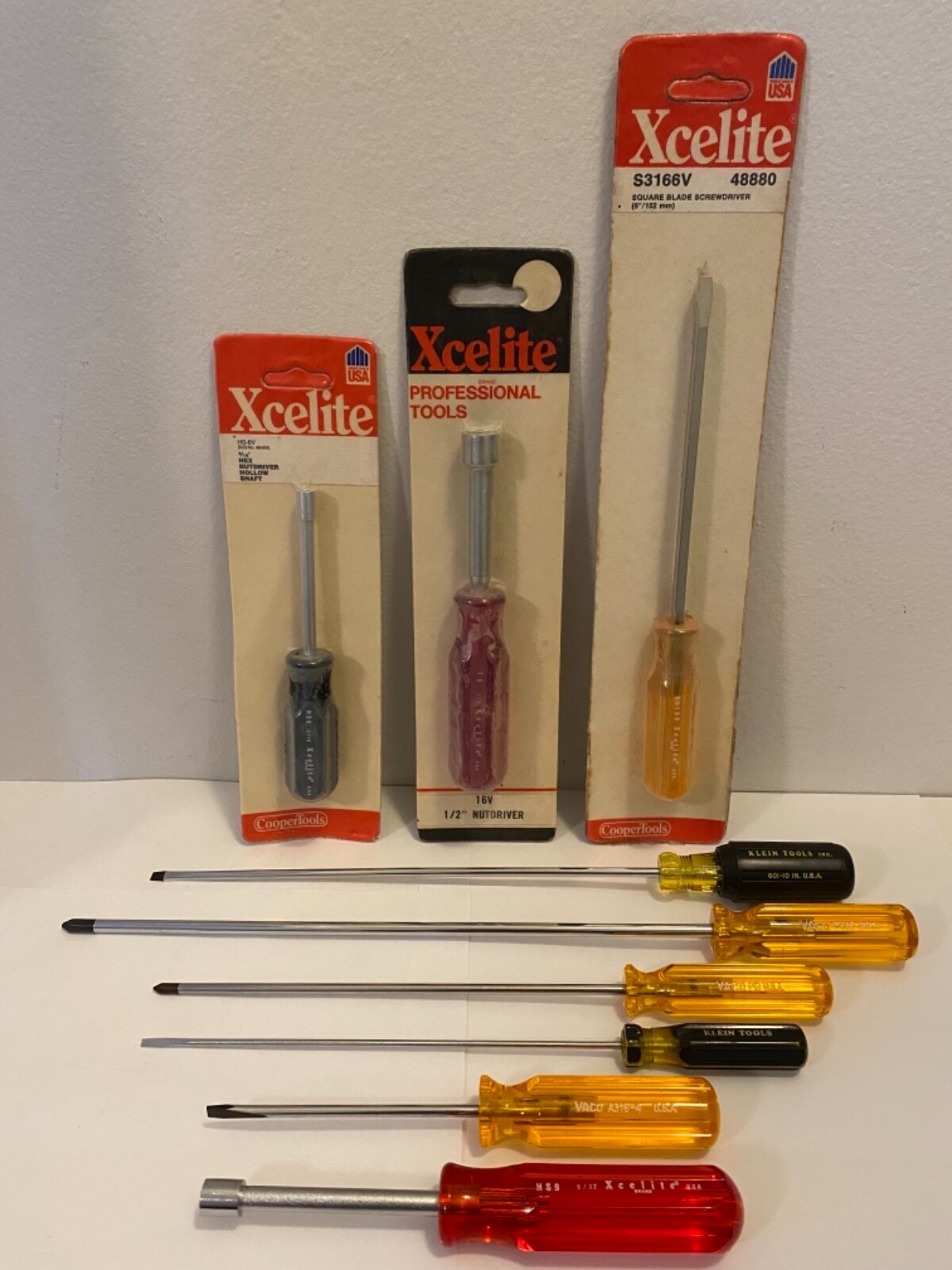 1 LOT (9 PCS.) KLEIN VACO XCELITE SCREWDRIVERS & NUTDRIVERS U.S.A