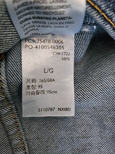 LEVI STRAUSS Signature Denim Girls Jean Jacket Size Large Trucker Leather tag - Picture 9 of 9