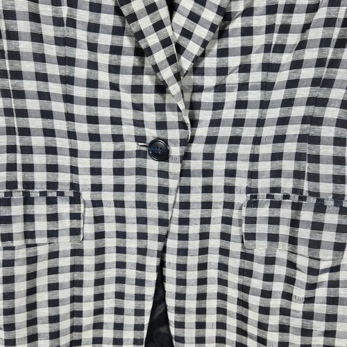 Vintage Anne Klein Blazer Damen 10 Seidenmischung schwarz weiß kariert Einreiher - Bild 4 von 12