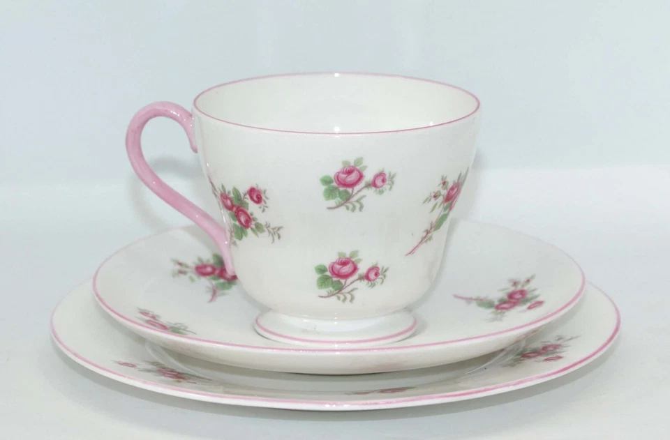 Vintage Shelley Rose Spray Windsor Trio Tea Cup Saucer Plate England 13545 c1960 - Image 2 of 4