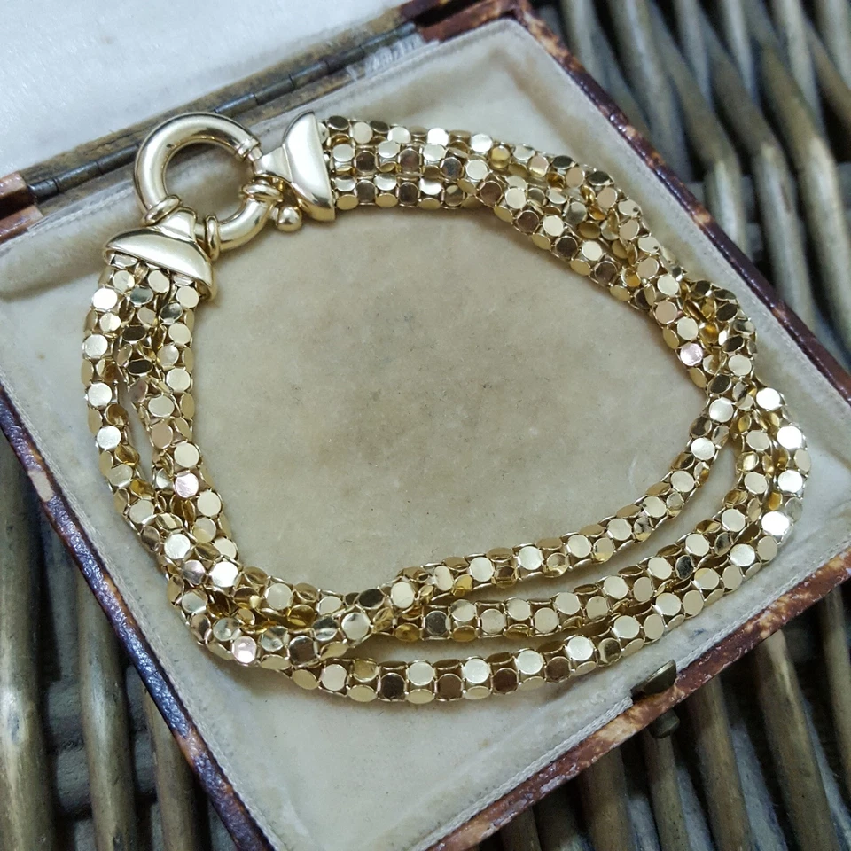 Qvc 925 Sterling Silver Bracelet, Multistrand Bracelet, Gold Plated, 8.2" - Image 3 of 4
