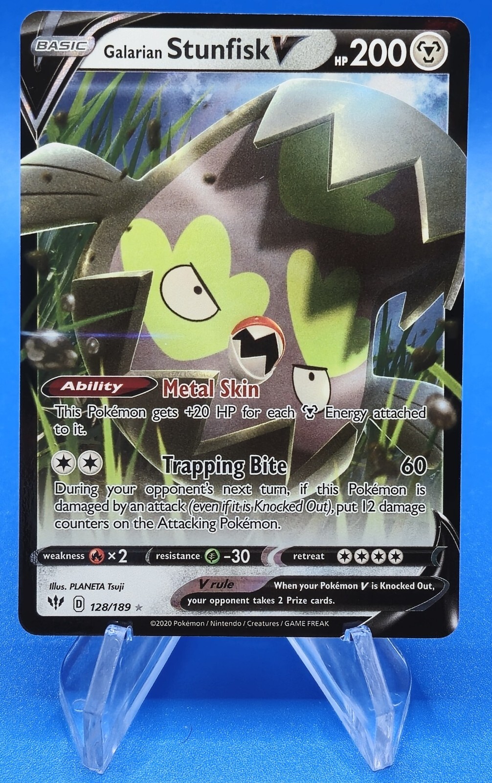 Galarian Stunfisk V - 128/189 Darkness Ablaze Ultra Rare Pokemon - NM/MINT