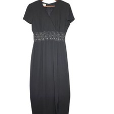 Maggy London By Kenneth Nolan Black Long Formal Open Lace Waist Dress Size 10