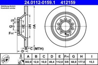 2X ATE 24.0112-0159.1 Bremsscheibe FüR Audi