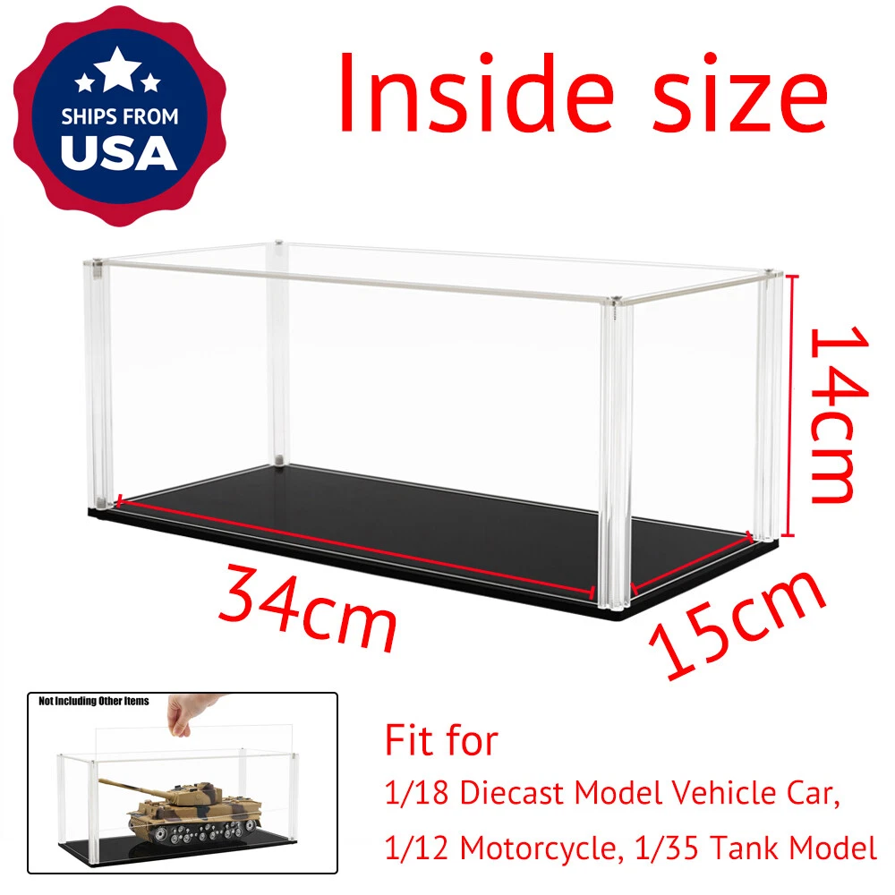 Vitrina De Acrílico Tingacraft De 30 Cm Para Coches Escala 1/18 Y Figuras, Protección Transparente Y Resistente